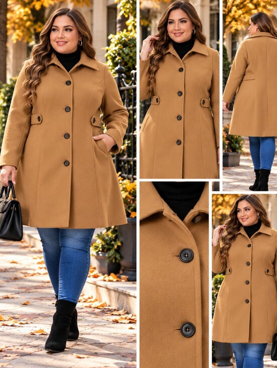 Agnes Orinda Jackets & Blazers - AGNES ORINDA Single Breasted Utility Overcoat Size 4X